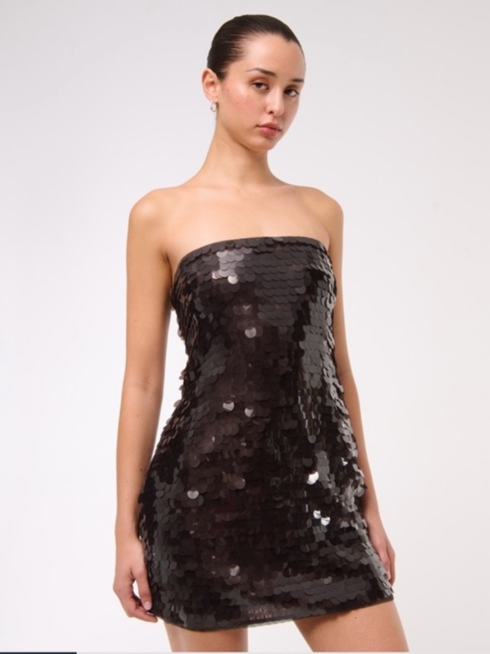 Abercrombie & Fitch Brown Sequin Strapless Mini Dress
